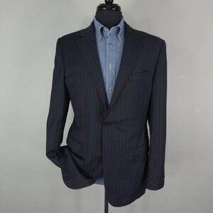 Hickey Freeman Suit Jacket Mens 40R Blue Pinstripe Wool 2 Button USA Astor